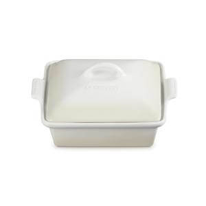 Le Creuset Stoneware Deep Square Dish with Lid 23cm Meringue
